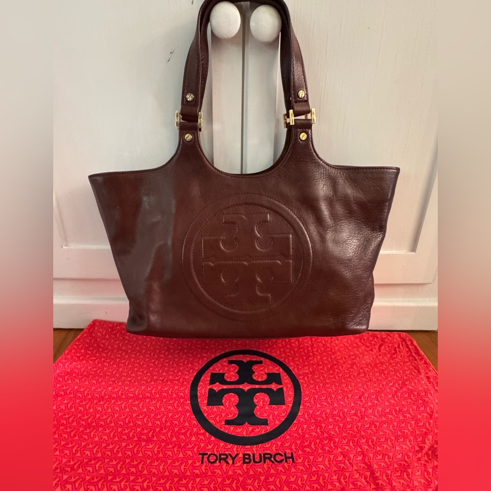 Tory Burch Bombe Tote - Like New - Burgundy / Brown / Cherry Brown